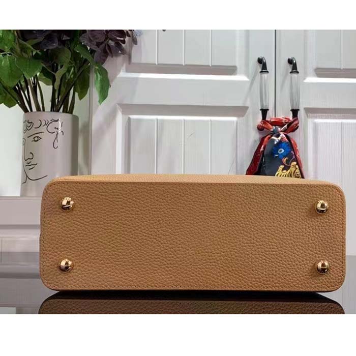 Louis Vuitton LV Women Capucines MM Handbag Arizona Brown Cognac Taurillon Leather