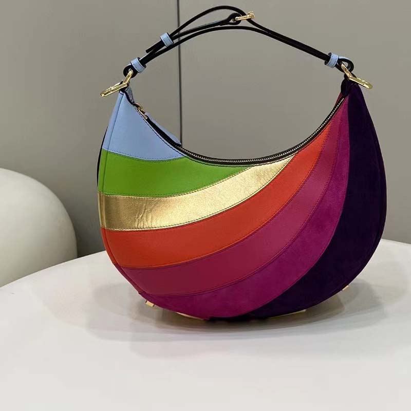 Fendi Women FF Fendigraphy Small Leather Bag Multicolor Inlay