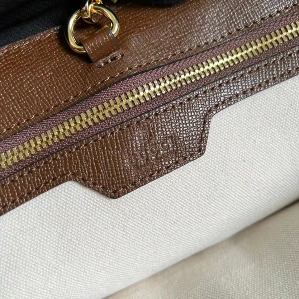 Gucci Unisex Medium Tote Carnation Print Beige Ebony GG Supreme Canvas