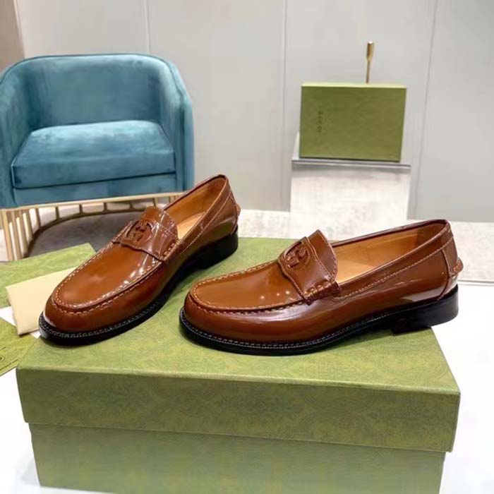 Gucci Unisex GG Interlocking G Cut-Out Loafer Cuir Leather Flat 1.5 CM Heel