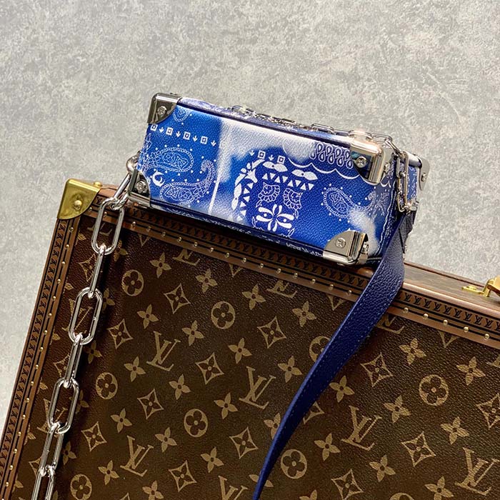 Louis Vuitton LV Unisex Mini Soft Trunk Bag Blue Monogram Bandana Leather