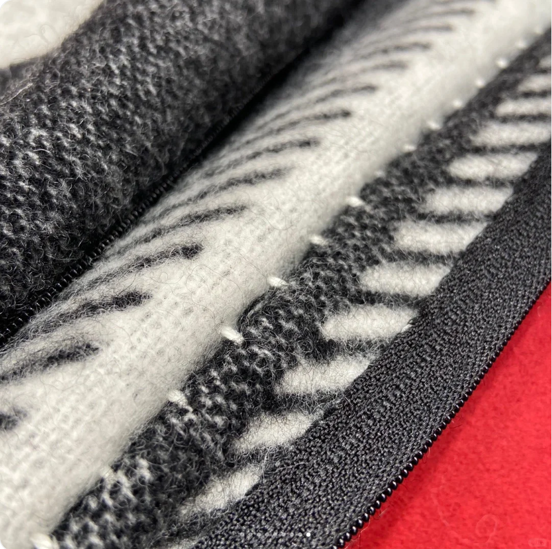 Chanel Unisex CC Cushion Cotton Wool Tweed Beige Black Multifunction