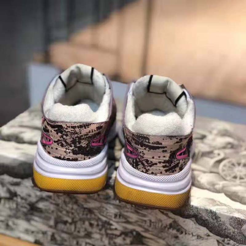 Gucci Unisex Ultrapace Sneaker with Embroidered Gucci and Interlocking G in Metallic Leather-Pink