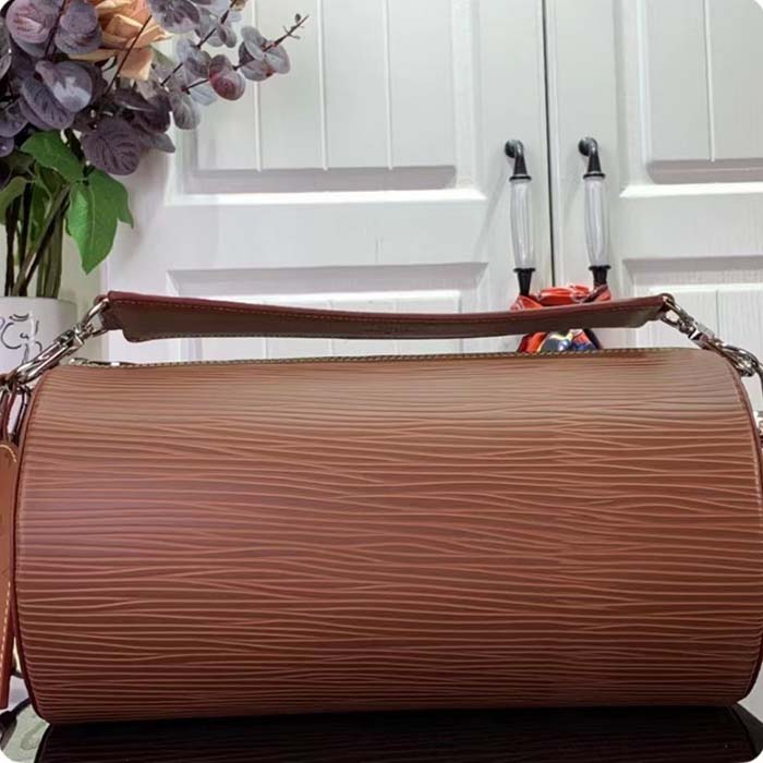 Louis Vuitton LV Unisex Soft Polochon MM Cognac Calf Leather Textile Lining