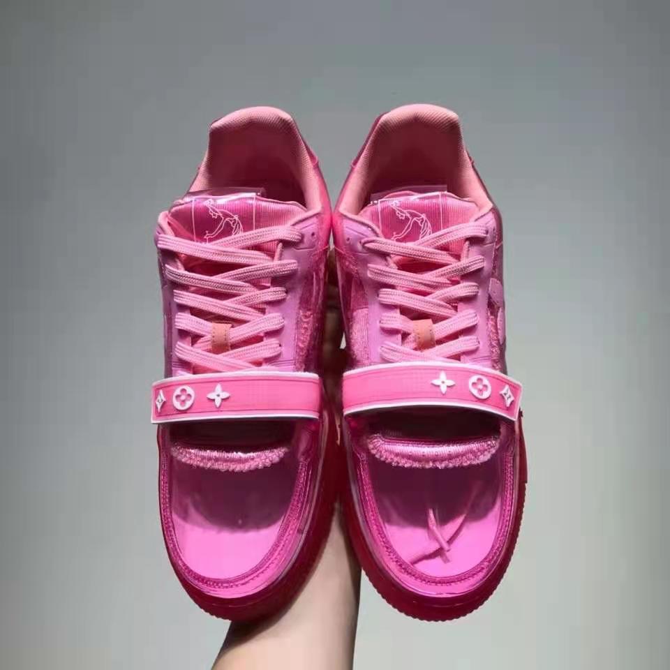 Louis Vuitton LV Unisex LV Trainer Sneaker Pink Monogram Mix of Materials