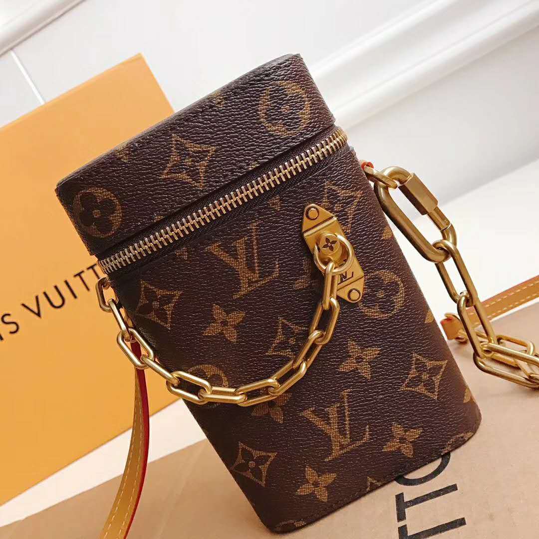 Louis Vuitton LV Unisex Phone Box Bag in Monogram Coated Canvas-Brown