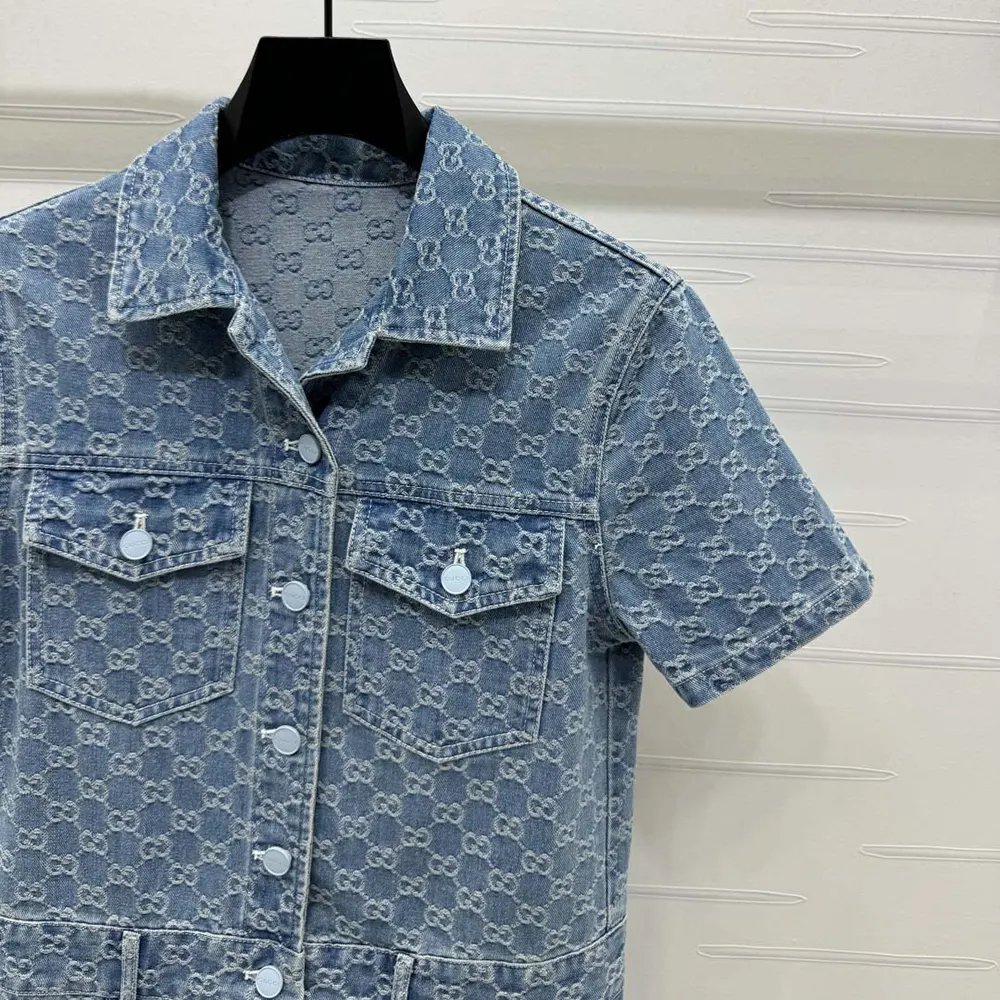 Gucci Women GG Denim Jacquard Jumpsuit 828549 XDDB2