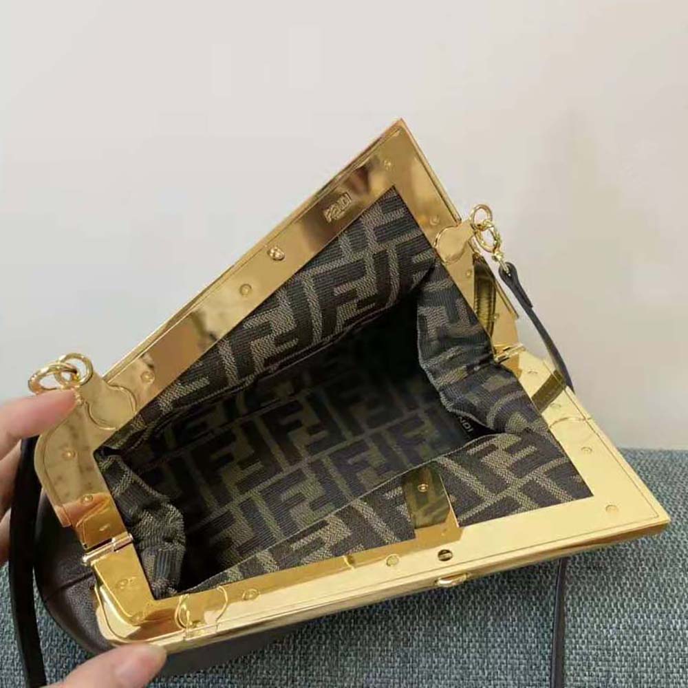 Fendi Women First Small Dark Brown Leather Bag