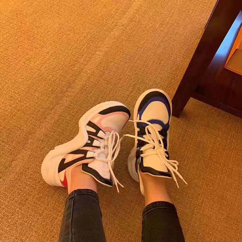 Louis Vuitton LV Unisex LV Archlight Sneaker in Calf Leather and Technical Fabric-Pink