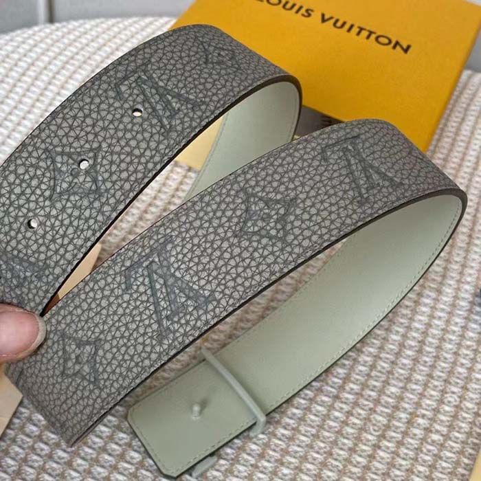 Louis Vuitton Unisex LV Shape MNG Climbing 40 MM Grey Reversible Belt Monogram Taurillon Leather