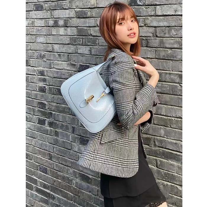 Gucci Women GG Prince Wales Check Jacket Black White Long Sleeves Flap Pockets