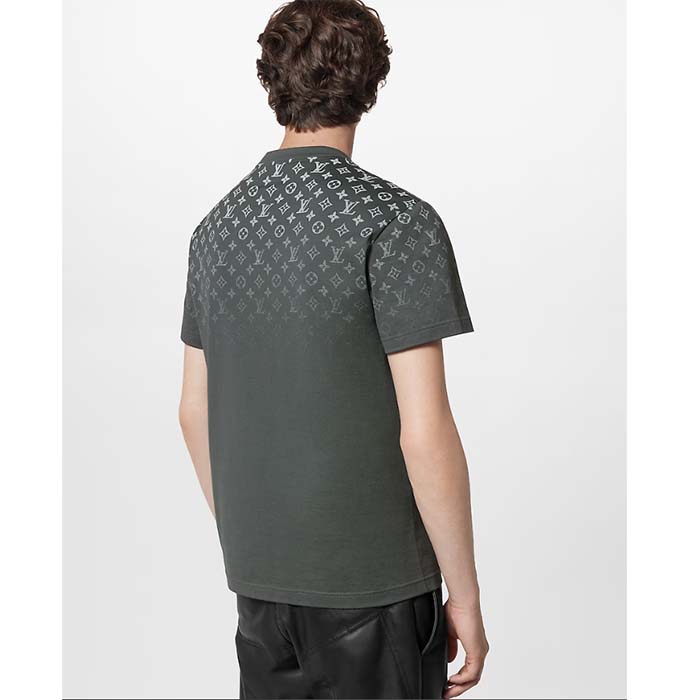 Louis Vuitton Men LV SKI Monogram Gradient Cotton T-Shirt Regular Fit Ribbed Neck Volcanic Ash