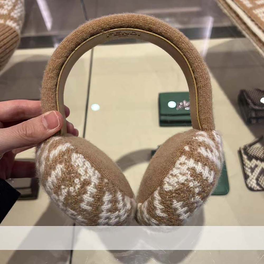 Fendi Women Dove Gray Cashmere Earmuffs