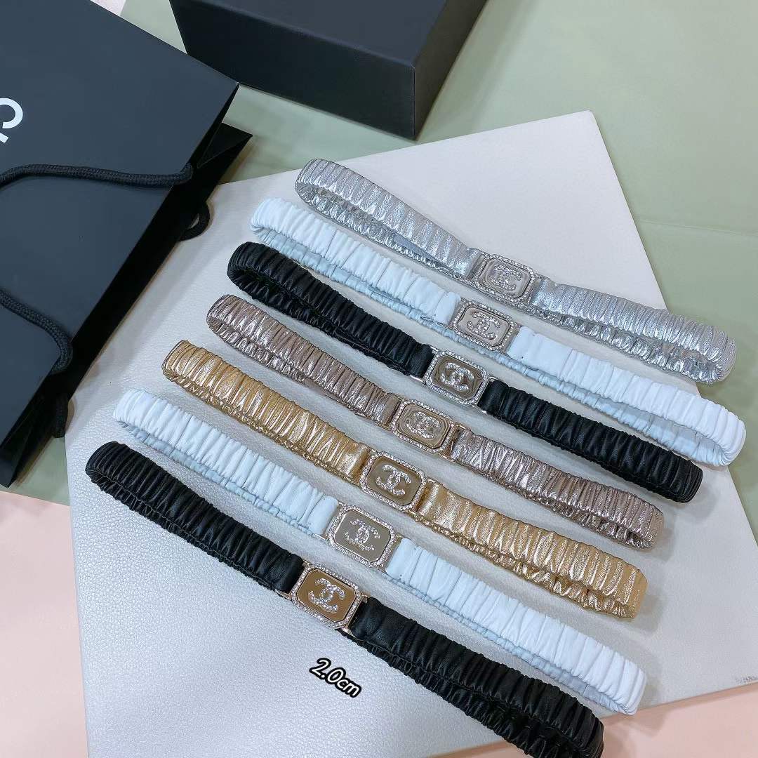 Chanel CC Women Belt Black Lambskin Gold-Tone Metal Strass