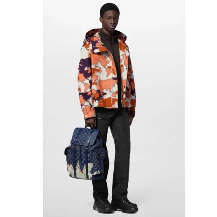 Louis Vuitton Men Cotton Hooded Blouson Regular Fit LV Mappamundi Signature Printed All Over