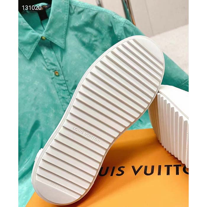 Louis Vuitton Unisex LV Time Out Sneaker Silver Calf Leather Strass Monogram Flowers