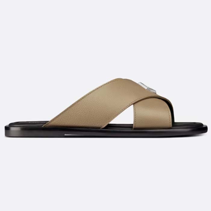 Dior Unisex CD Dior Alias Sandal Beige Grained Calfskin Black Calfskin Insole