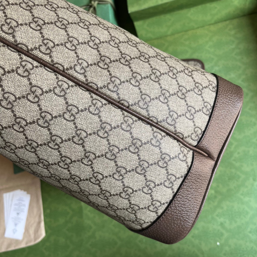 Gucci Unisex Ophidia GG Large Tote Bag Beige Ebony GG Supreme Canvas