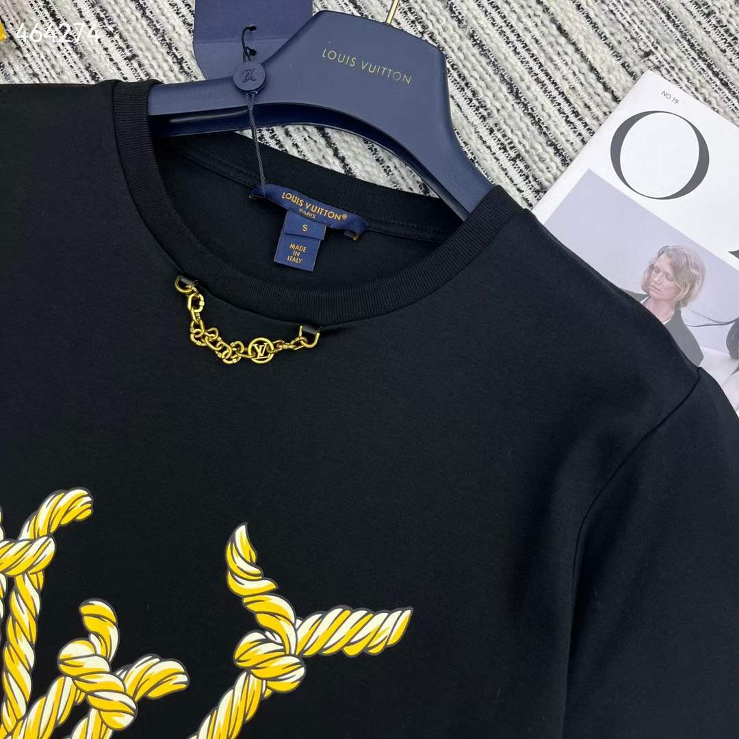 Louis Vuitton Women Nautical LV T-Shirt Cotton Black 1AFMZA