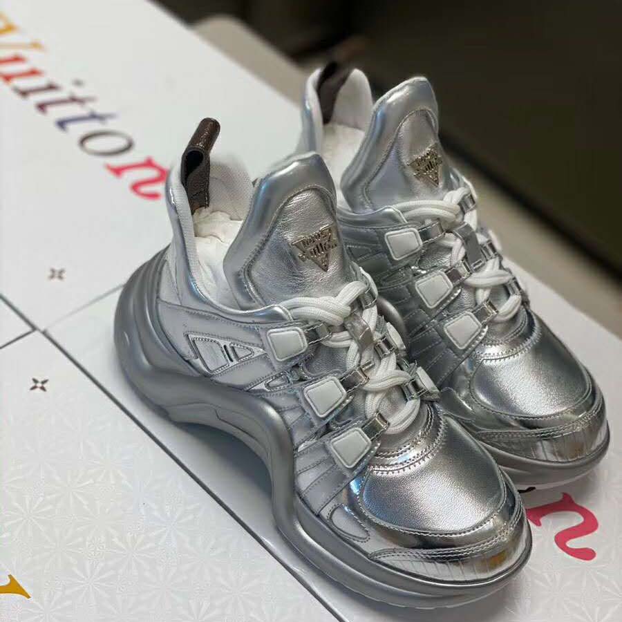 Louis Vuitton LV Women LV Archlight Sneaker in Leather and Technical Fabrics-Silver