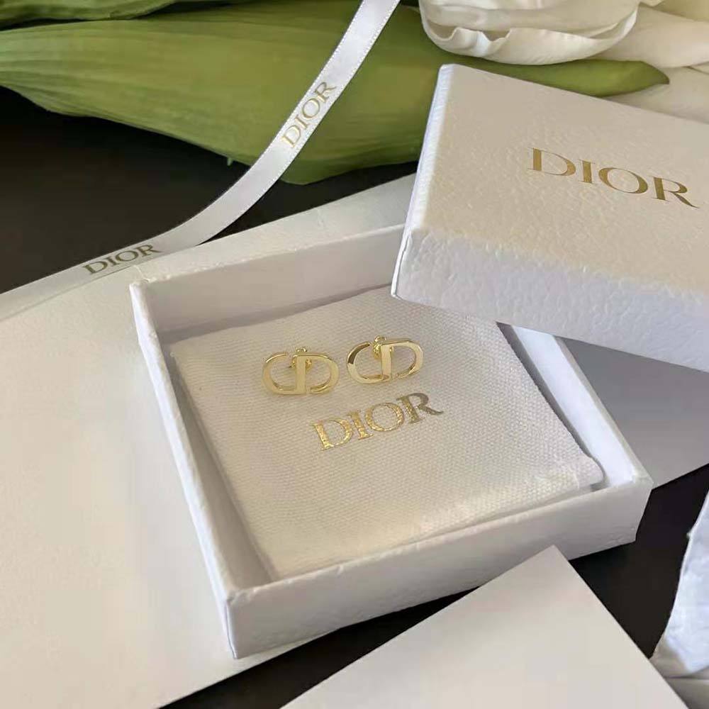 Dior Women Petit CD Studs Earrings Gold-Finish Metal