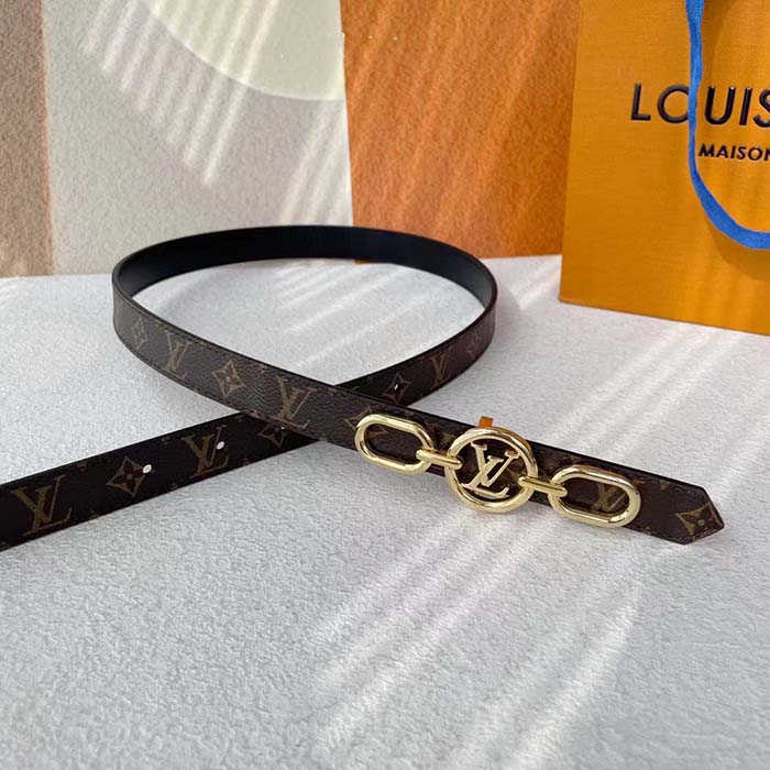 Louis Vuitton Unisex LV Circle Prime 20 MM Reversible Belt Black Calf Leather Verso Side