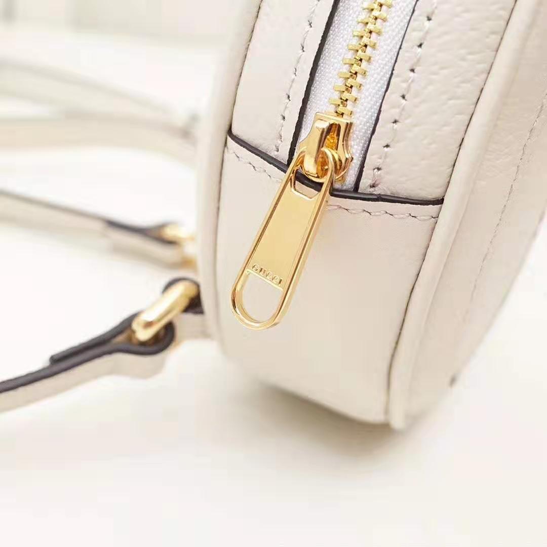 Gucci GG Women Ophidia Mini Backpack with Blue and Red Web in White Leather