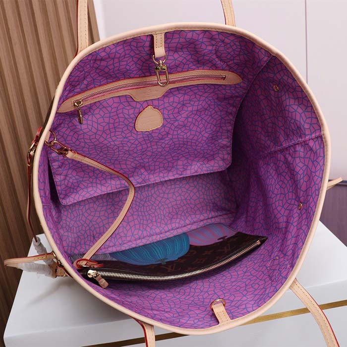 Louis Vuitton Unisex LV x YK Neverfull MM Monogram Coated Canvas Pumpkin Print