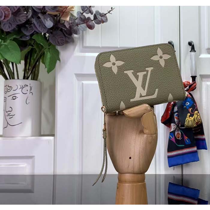 Louis Vuitton LV Unisex Zippy Coin Purse Khaki Cream Monogram Empreinte Embossed Cowhide Leather