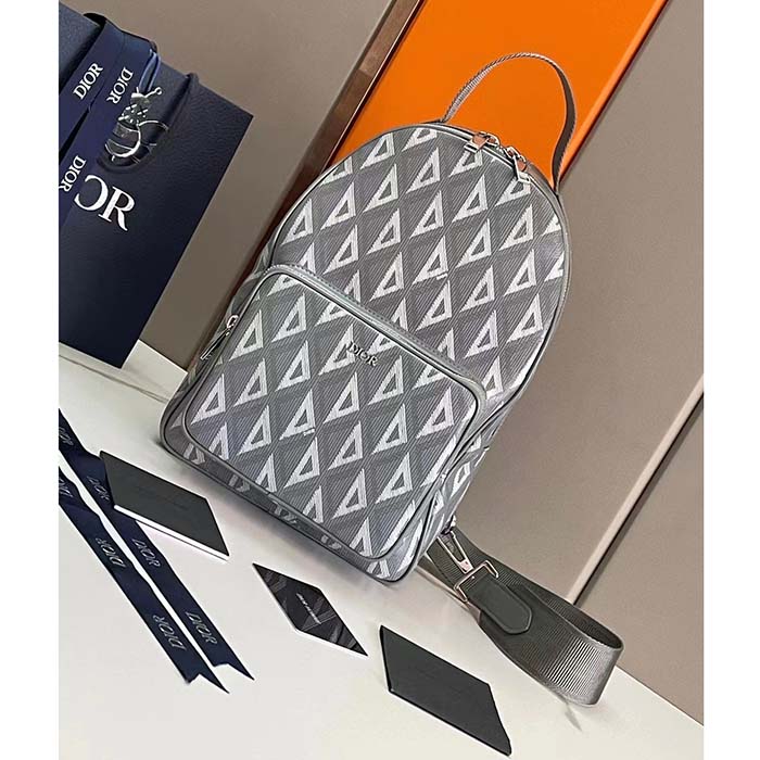 Dior Unisex CD Mini Rider Sling Bag Dior Gray CD Diamond Canvas