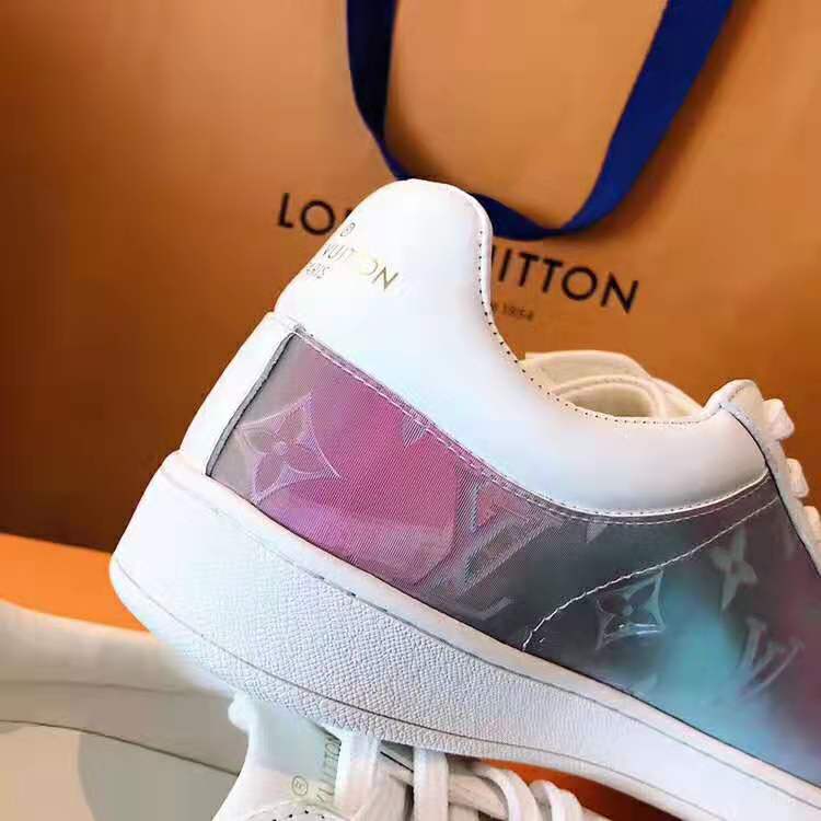 Louis Vuitton LV Unisex LV Luxembourg Sneaker in Iridescent Monogram Textile and Calf Leather-Rose