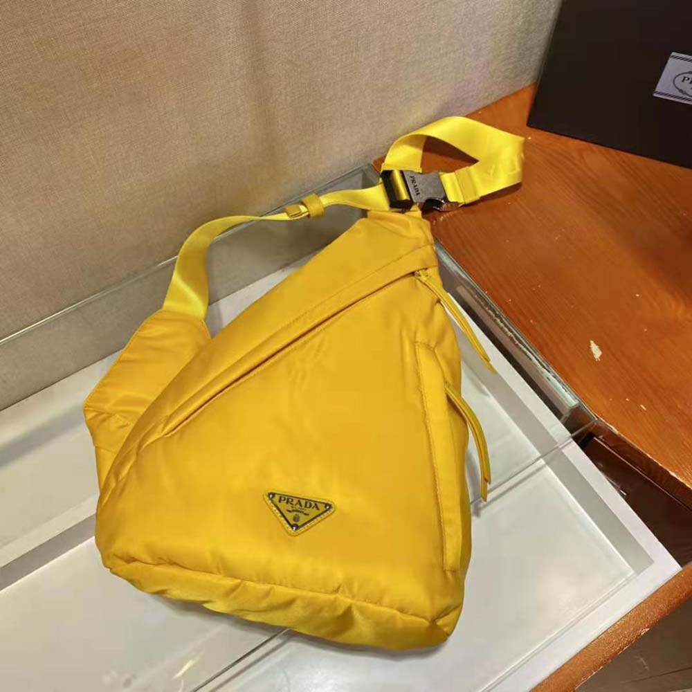 Prada Unisex Re-Nylon and Leather Backpack-Yellow
