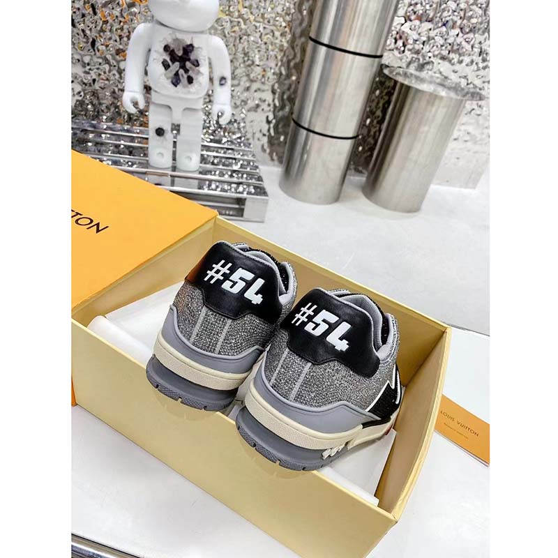 Louis Vuitton Unisex Trainer Sneaker Black Strass Rubber Outsole LV Initials Monogram Flowers