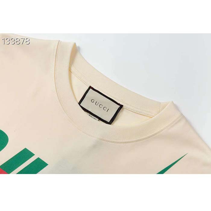 Gucci Women GG T-Shirt Gucci Blade Print White Cotton Jersey Crewneck