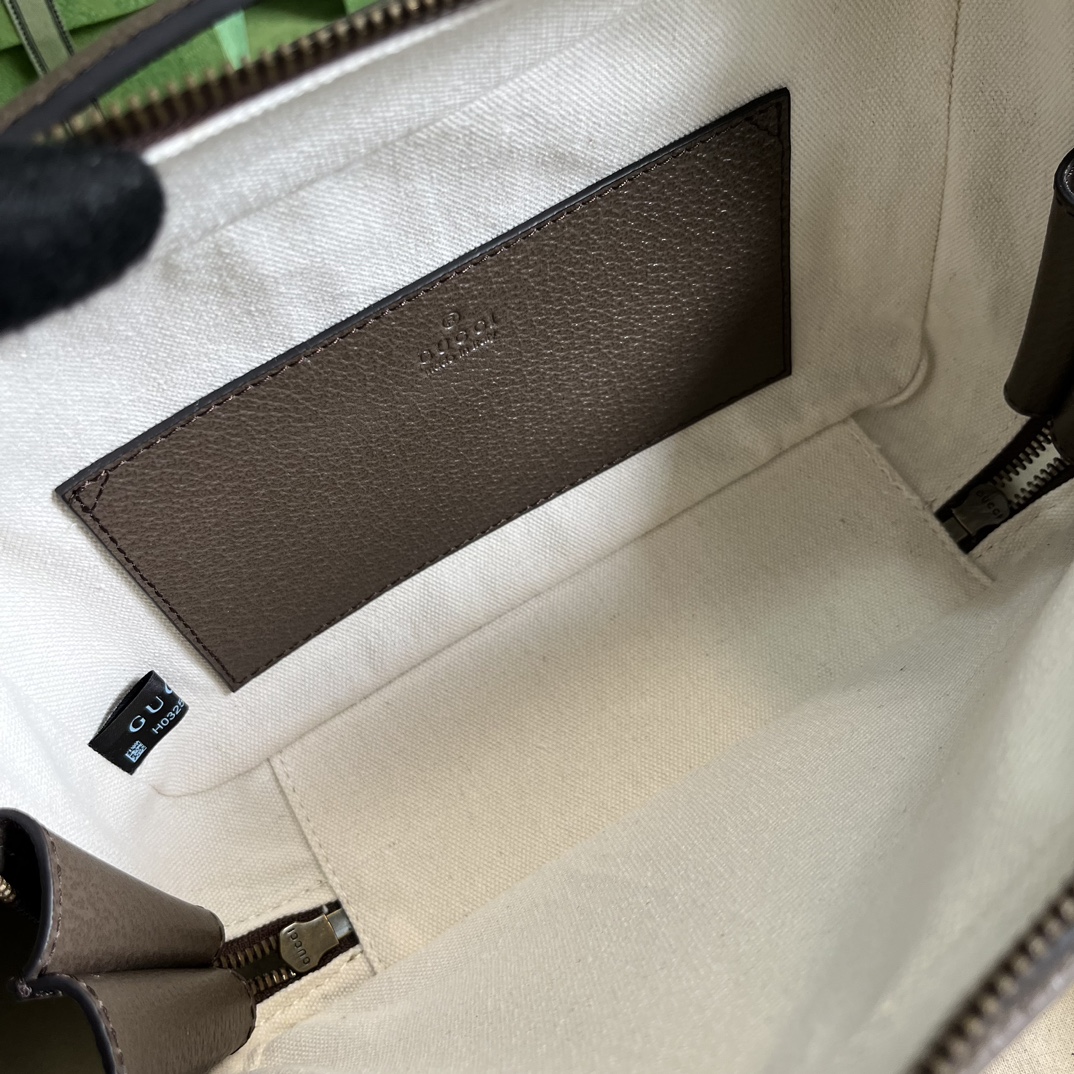 Gucci Unisex Ophidia Small Shoulder Bag Web Beige Ebony GG Supreme Canvas