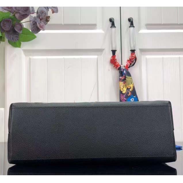 Louis Vuitton LV Women Madeleine MM Handbag Black Embossed Grained Cowhide Leather