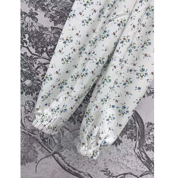 Louis Vuitton Women LV Floral Print Leather Strap Jumpsuit Silk Cotton White 1AFDYZ