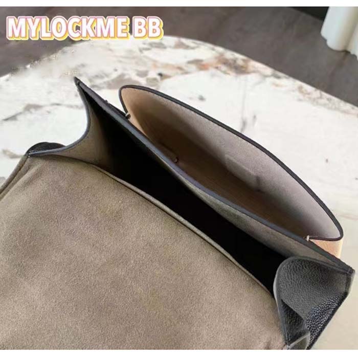 Louis Vuitton LV Women Mylockme Chain Bag Light Khaki Green Grained Calf Leather