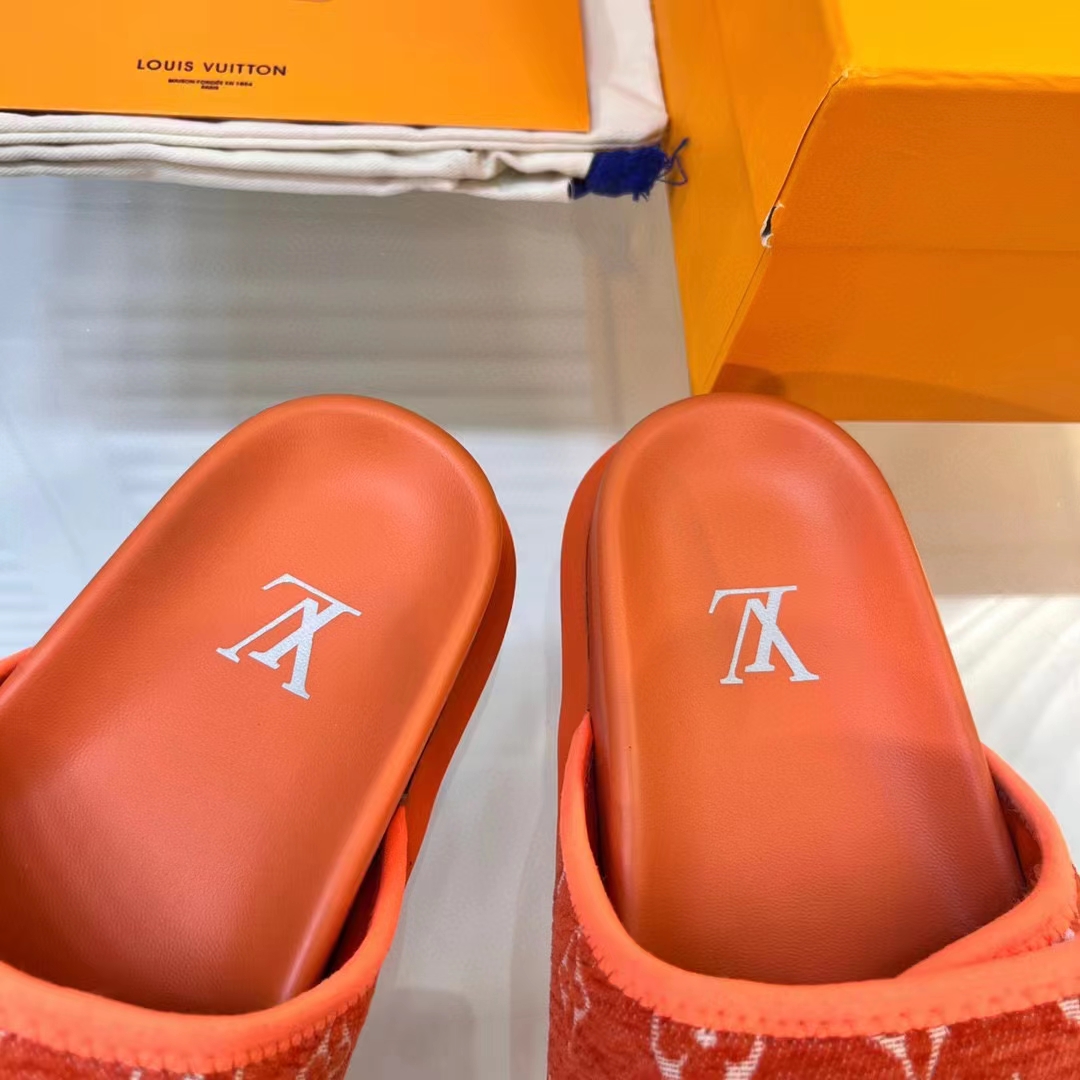 Louis Vuitton LV Unisex Miami Mule Orange Mini Monogram Textile Anatomic Insole