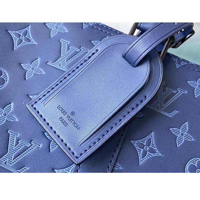 Louis Vuitton LV Unisex Keepall Bandoulière 50 Navy Blue Cabin Monogram Shadow Cowhide