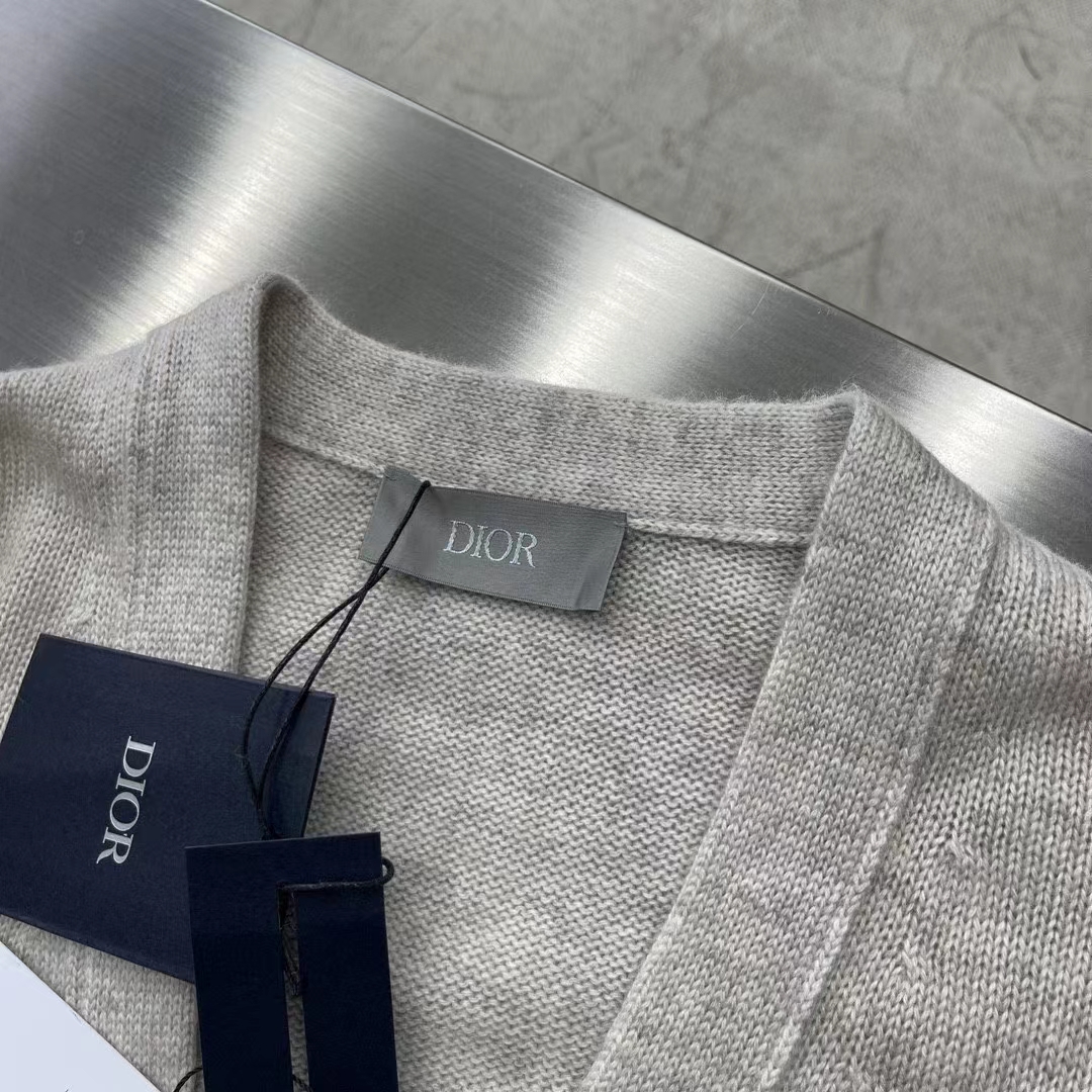Dior Women CD Christian Dior Couture Cardigan Beige Cashmere Jersey