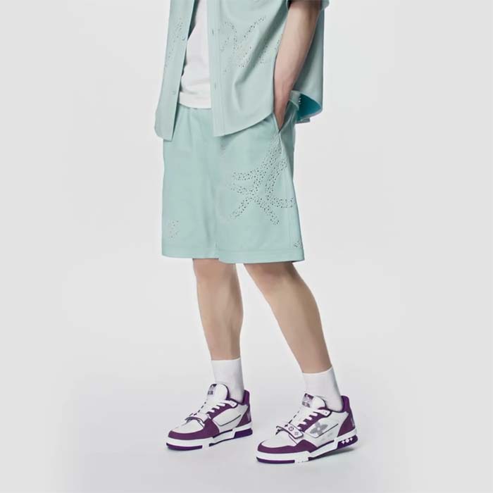 Louis Vuitton LV Unisex LV Trainer Sneaker Purple Monogram Denim Rubber Outsole