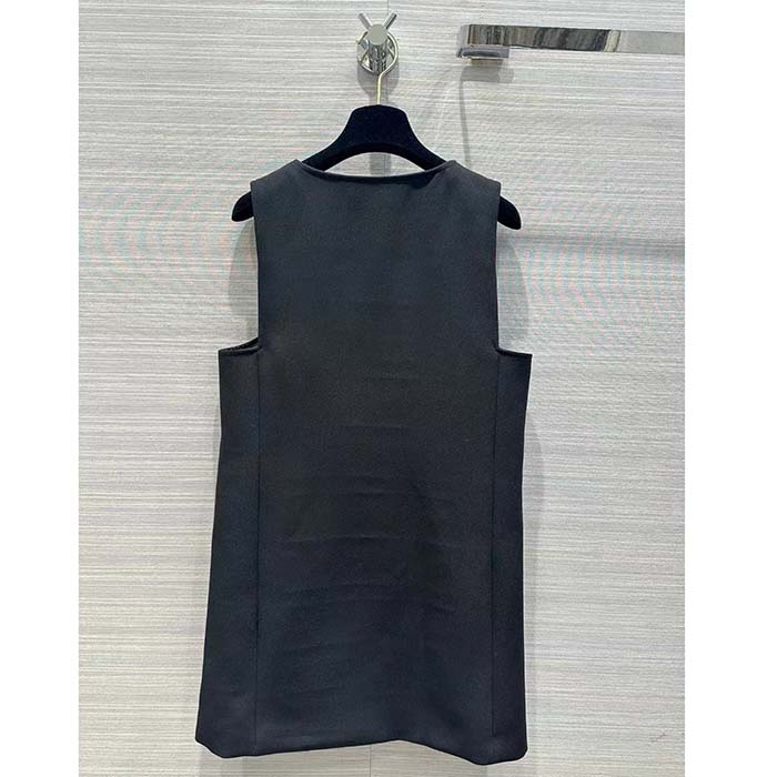 Louis Vuitton Women LV Double-Breasted Satin Dress Black 1AFFOM