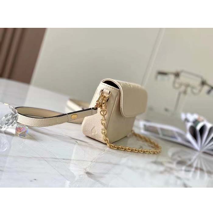 Louis Vuitton Women LV Wallet On Chain Ivy Cream Monogram Embossed Supple Grained Cowhide Leather