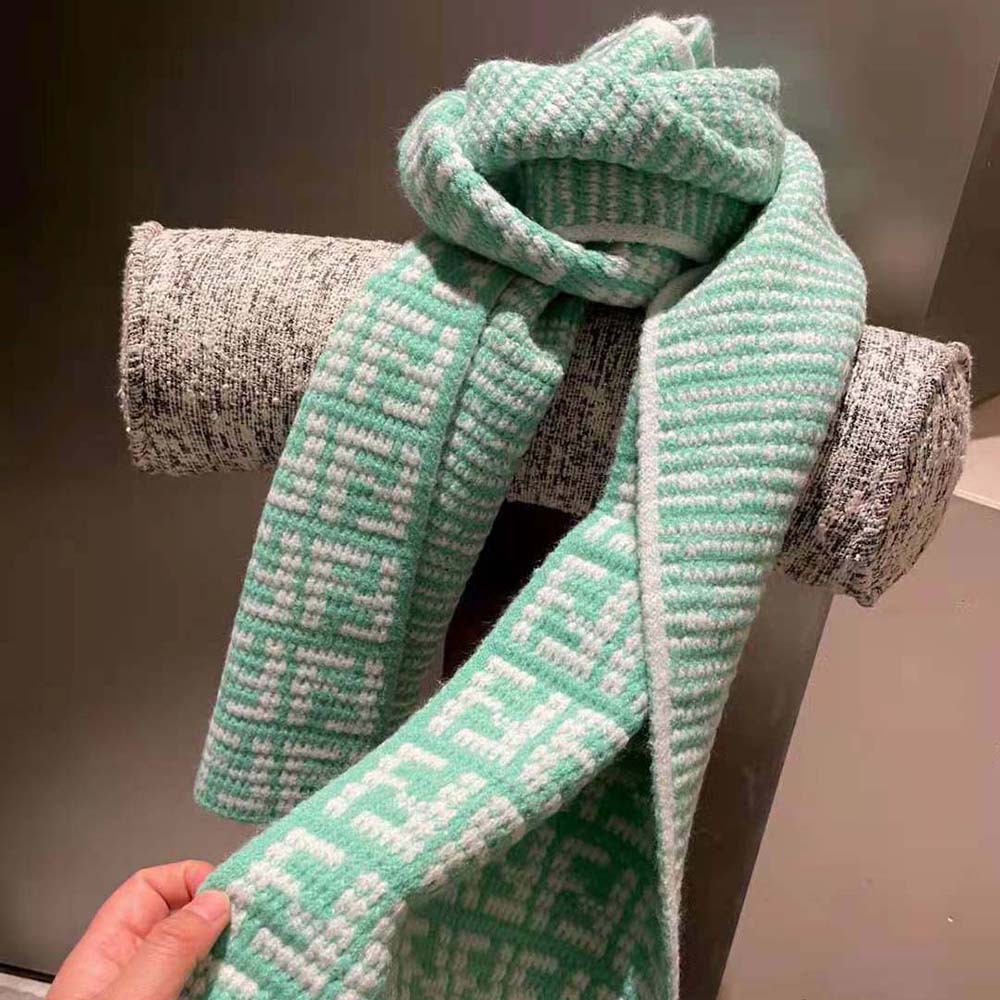 Fendi Women FF Scarf Mint Green Cashmere Scarf