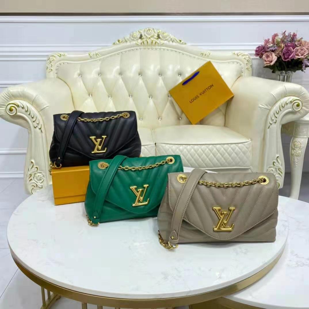 Louis Vuitton LV Women New Wave Chain Bag Handbag Emerald Green Smooth Cowhide Leather