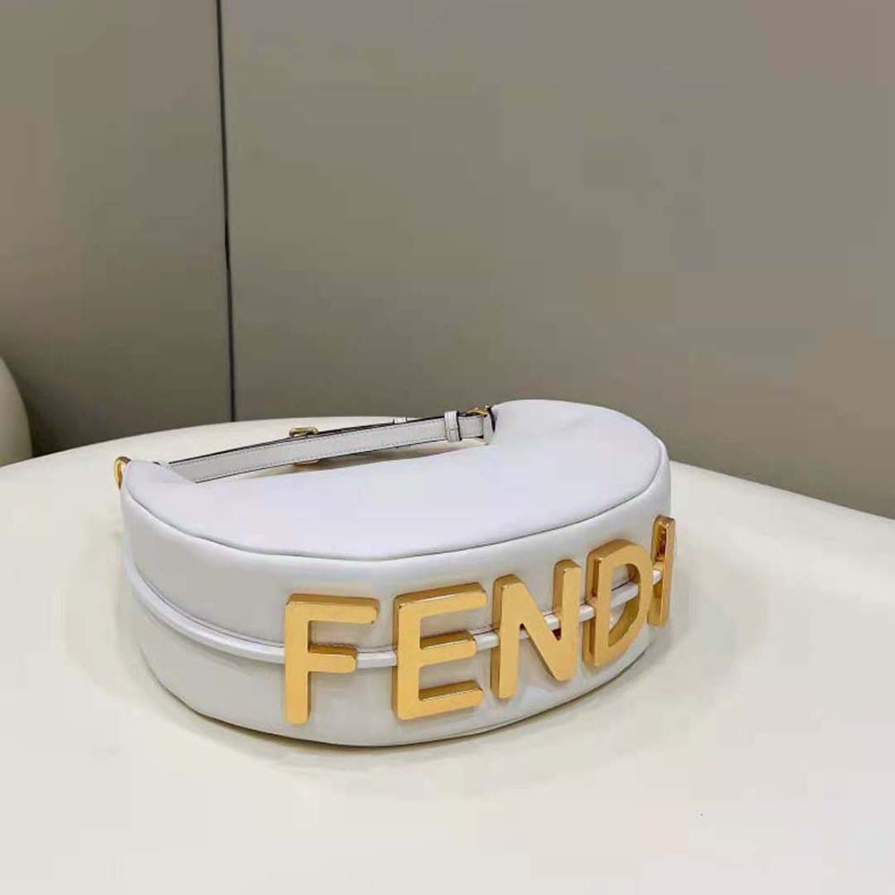 Fendi Women Fendigraphy Small White Leather Bag