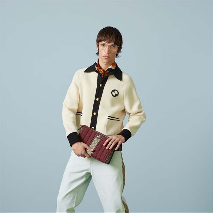 Gucci Unisex Mini GG Canvas Pouch Burgundy Quilted Beige Ebony Supreme