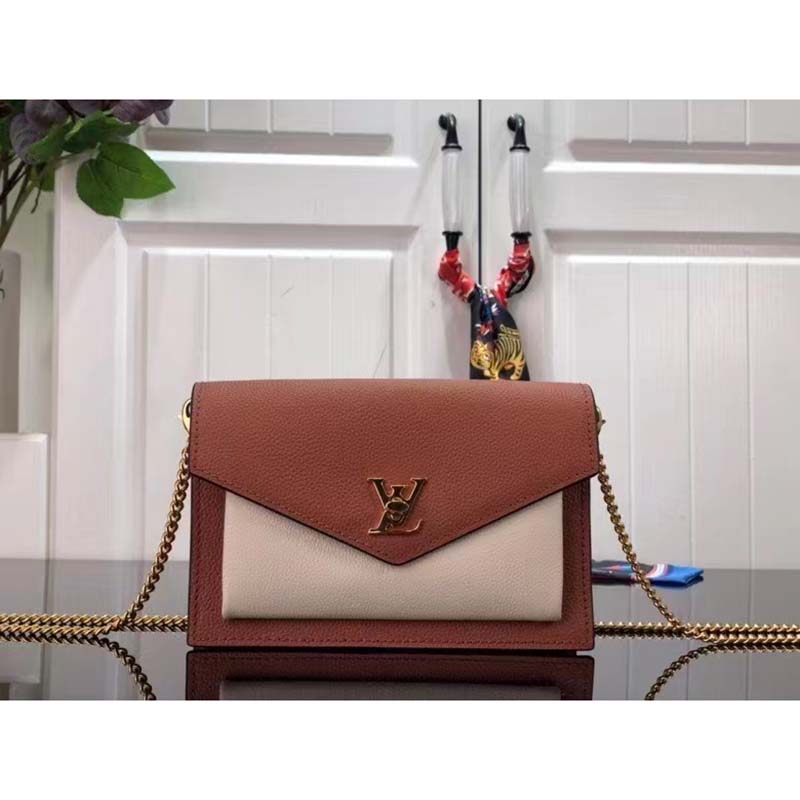Louis Vuitton LV Women Mylockme Chain Pochette Châtaigne Brown Calf Leather