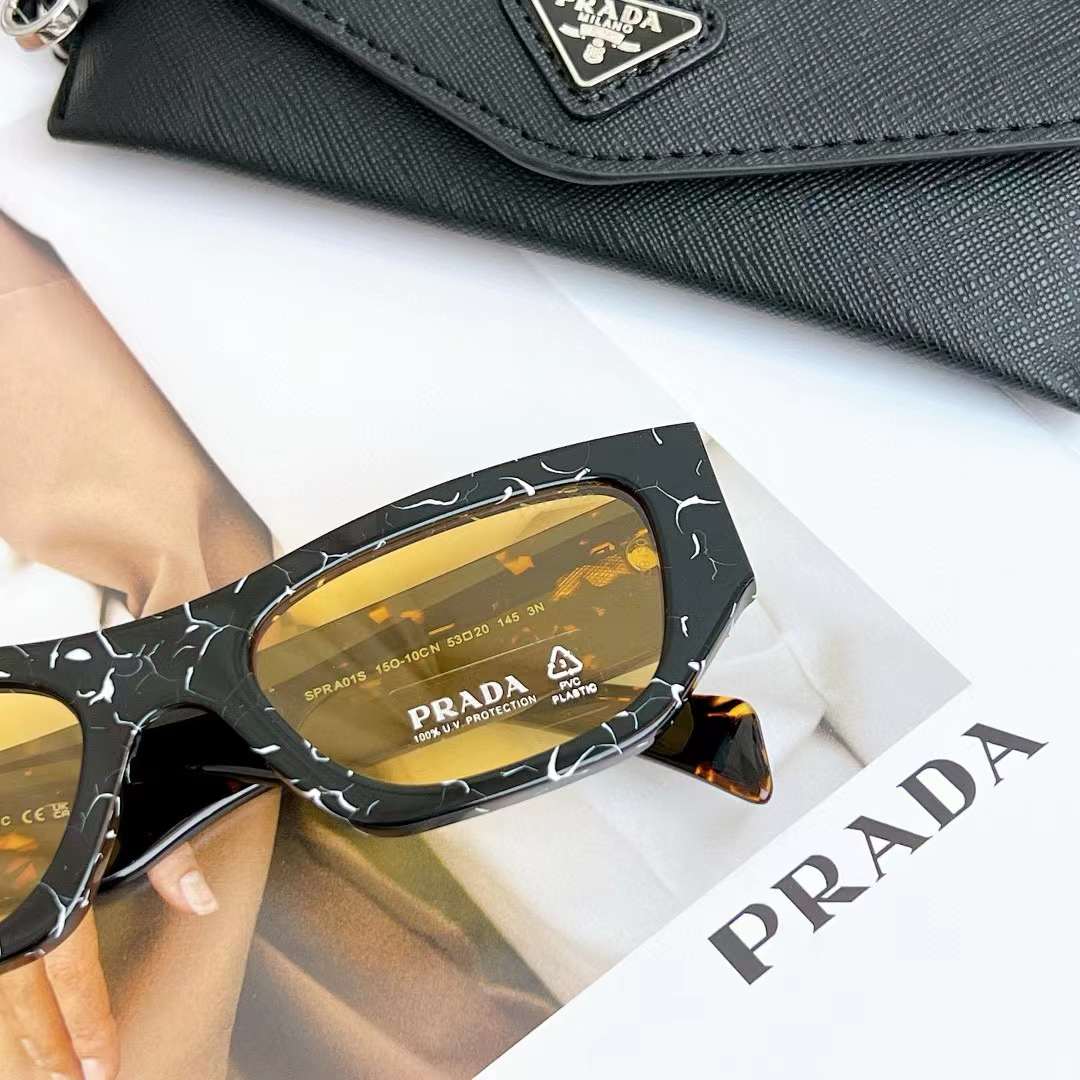 Prada Unisex Sunglasses Prada Logo Frame Compatible Graduated Lenses Standard Fit